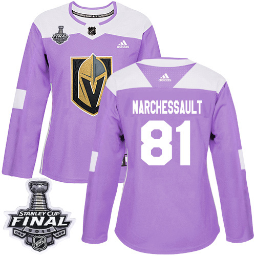Adidas Golden Knights #81 Jonathan Marchessault Purple Authentic Fights Cancer 2018 Stanley Cup Final Women's Stitched NHL Jersey - Click Image to Close